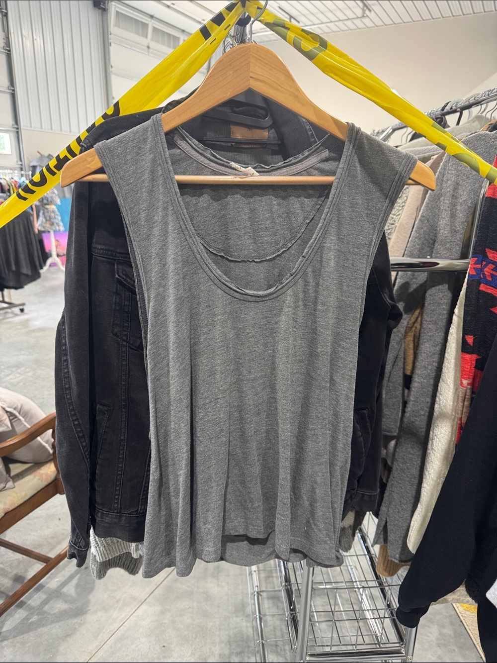 FP Movement by Free People Gray Double-Layer Scoop Tank